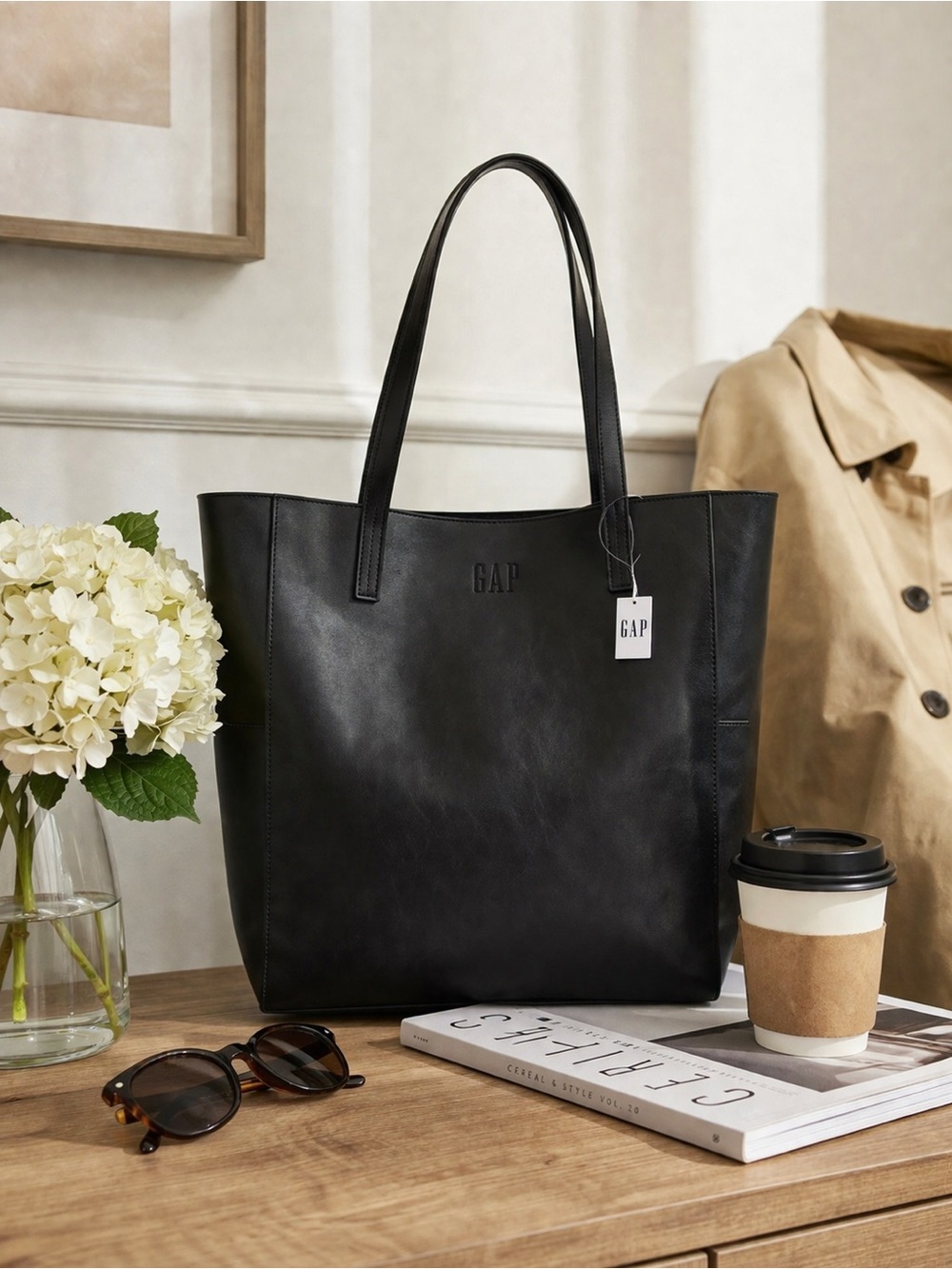 GAP Large Black Tote Bag NWT | Structured Everyday Carryall | Minimal Classic